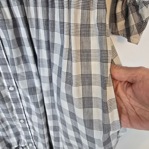 Barbour Seamills Gingham Check Midi Dress Navy White Ruffle Belted Button NWOT 6 - Picture 8 of 11